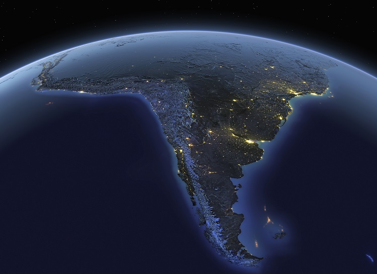 Earth at night South America