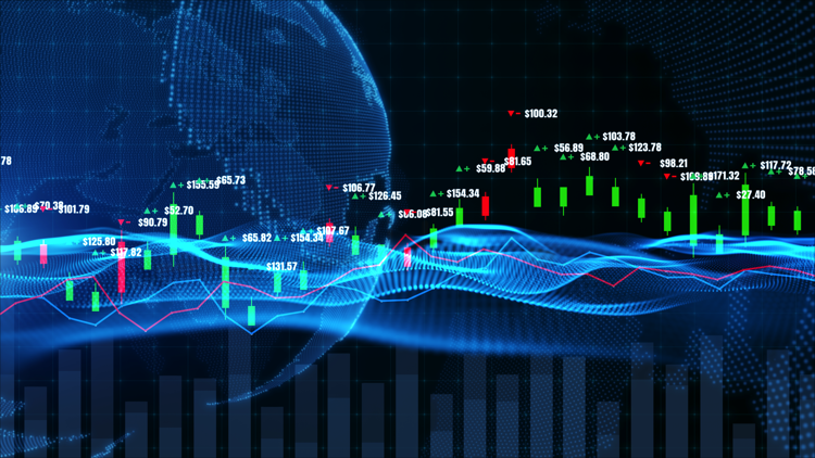 World map with graph in futuristic concept