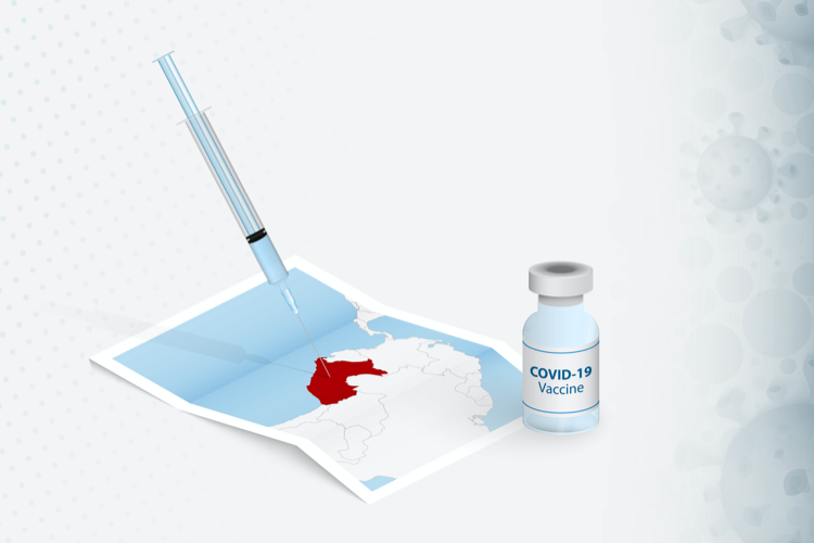 Peru Vaccination, Injection with COVID-19 vaccine in Map of Peru.