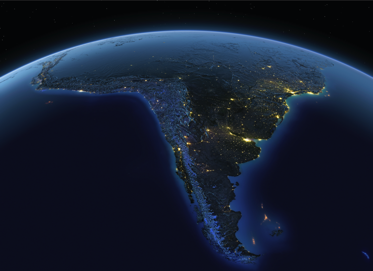 Earth at night South America