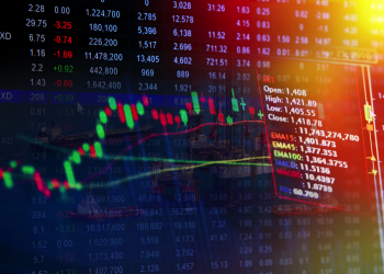 Stock market concept with cityscape background,real estate concept.