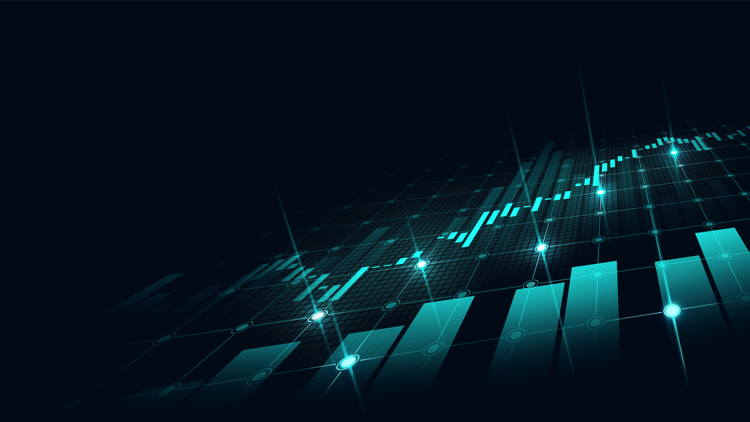 Stock market or forex trading graph