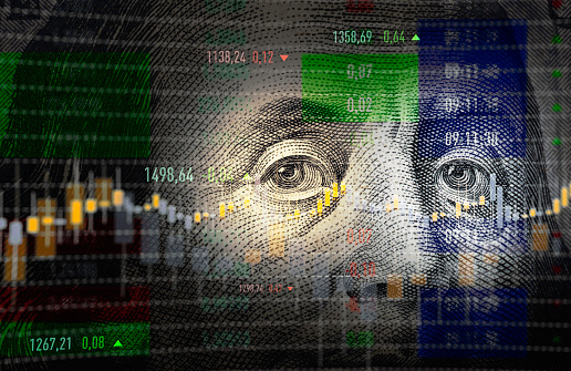 US Paper Currency, Stock Market and Exchange, Currency, Finance, Graph