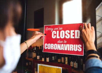 Small business closing sign due to Covid-19 coronavirus