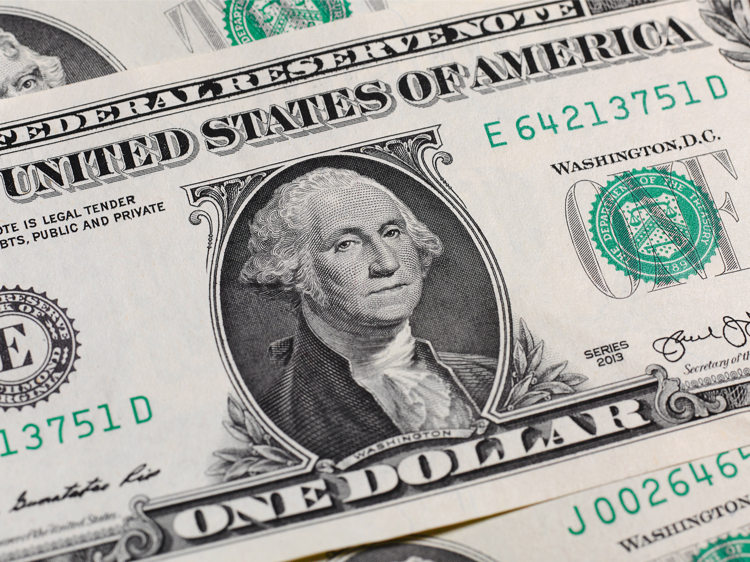 close up of $1 US dollar banknote