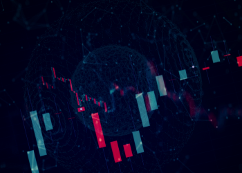 financial instruments with various type of indicators including volume analysis for professional technical analysis on the monitor of a computer. Fundamental and technical analysis concept.