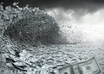 Sea wave made of money