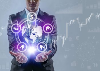 mixed media of financial technology concept