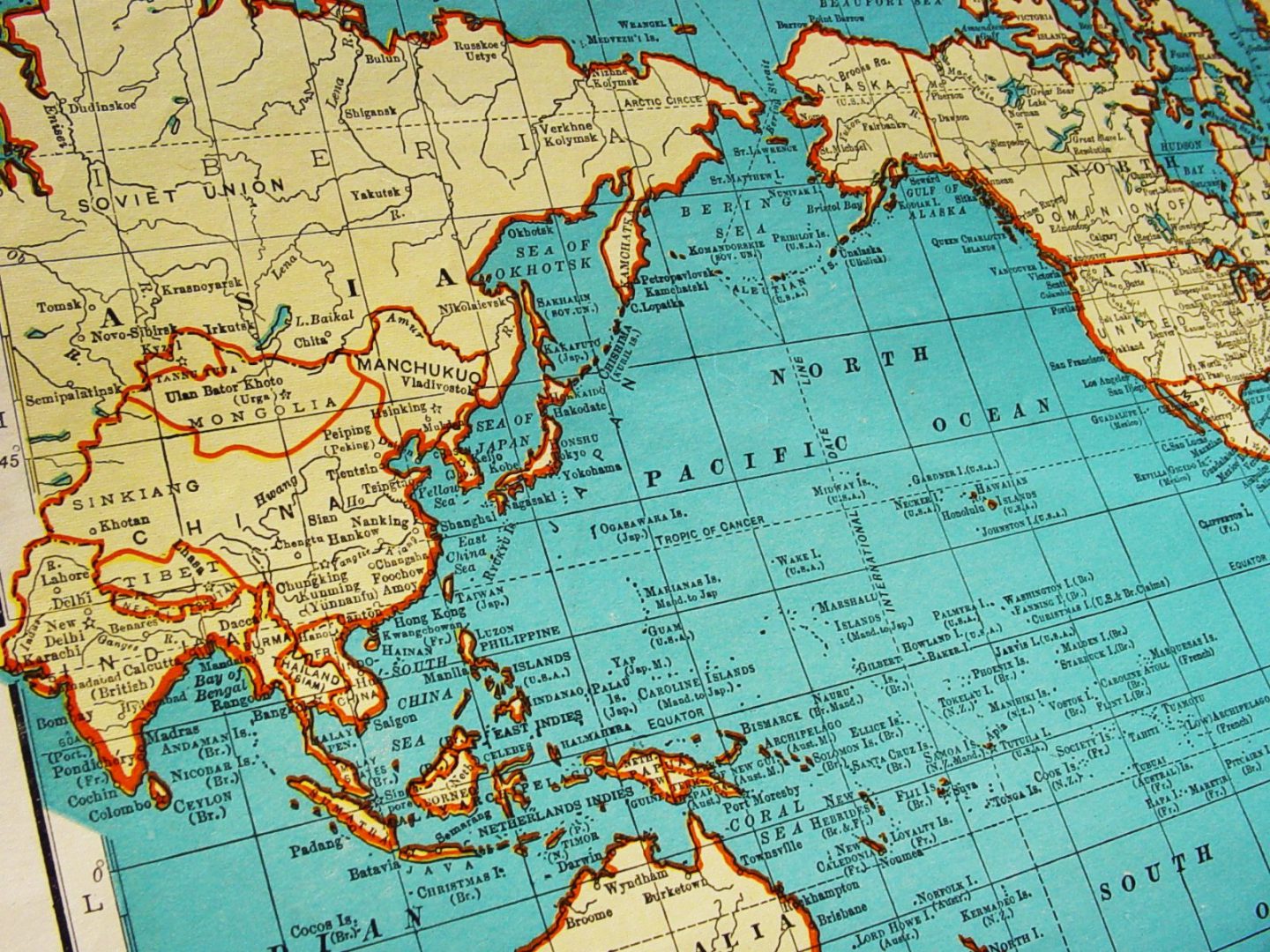 Map of Pacific Ocean