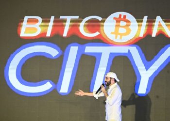 President of El Salvador, Nayib Bukele, gestures during his speech at the closing ceremony of the Latin Bitcoin conference (LaBitConf) at Mizata Beach, El Salvador, on November 20, 2021. (Photo by MARVIN RECINOS / AFP) (Photo by MARVIN RECINOS/AFP via Getty Images)