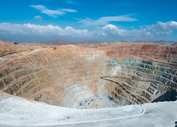 View from above of an open-pit copper mine in Peru