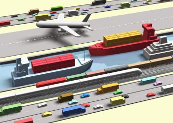 Computer generated image of various modes of transport