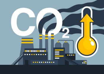 CO2 emissions affects global warming - dangerous carbon dioxide air pollution of industry. Environmental footprint with greenhouse gases and global warming. Decarbonization concept