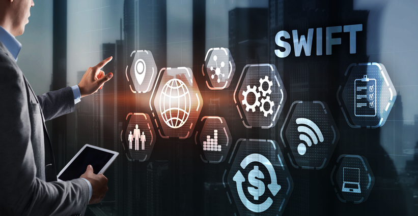 SWIFT. Society for Worldwide Interbank Financial Telecommunications. Financial Banking regulation concept.