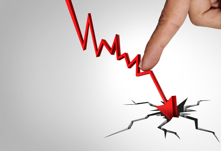 Short selling and shorting a stock or market manipulation and as an economic and financial concept as an investor betting on an investment to go down with 3D illustration elements.
