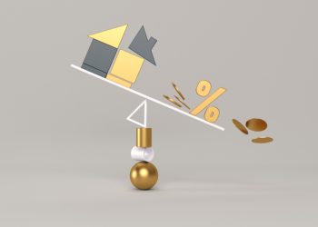 Percentage symbol icon and house