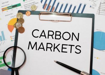 CARBON MARKETS. text on white paper near dollar bills